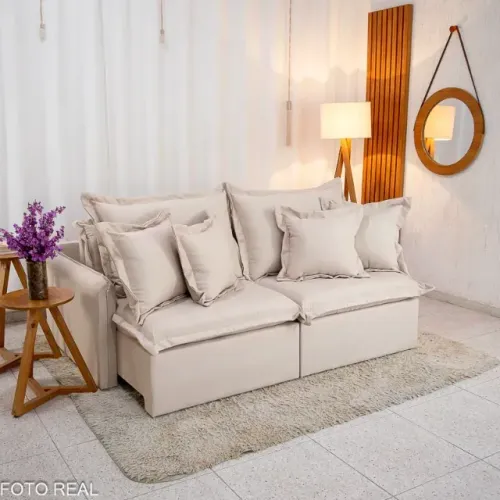 Sofá Cama Retrátil Lima 2.00m_Linho Sem Caixa Pronta Entrega!!