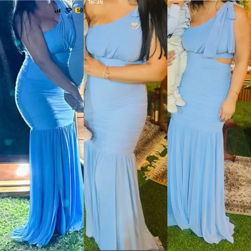 Vestido Longo Azul Serenity - Um Ombro Só 