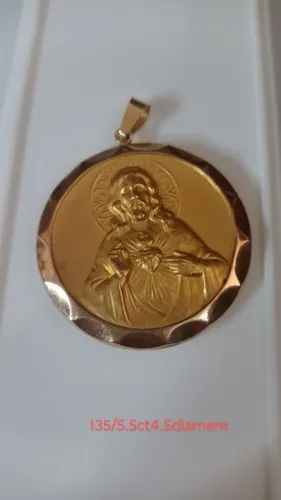 Medalha ouro coração de Jesus mãe de jesus vintage