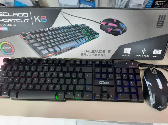 Kit Teclado e Mouse Gamer K8 com Backlight RGB