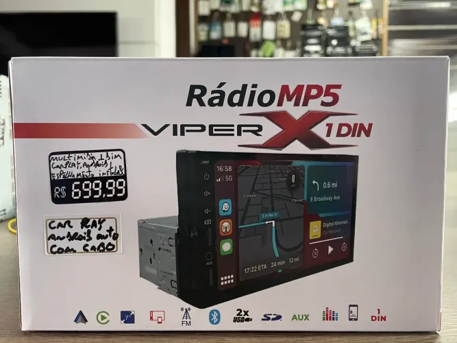 Central Multimídia Viper X 1 Din 7? CarPlay e Android auto na promoção 