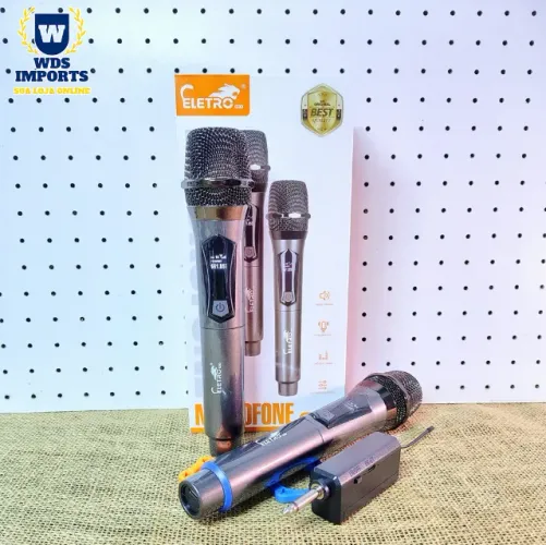Microfone Duplo sem Fio Recarregável