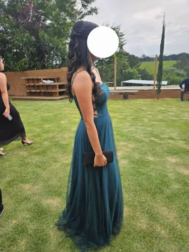 Vestido de festa verde esmeralda