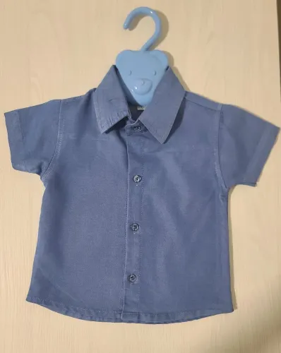 Camisa social azul para bebê 