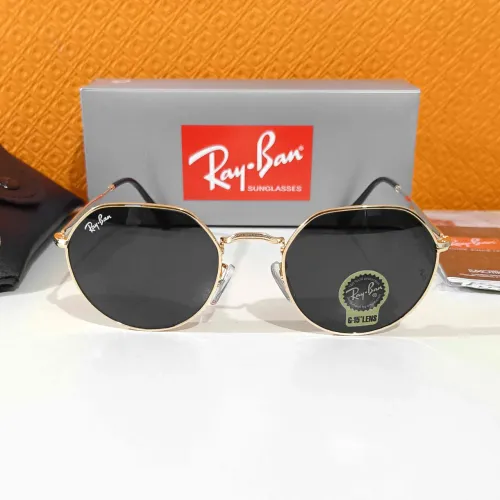 Óculos de sol Ray ban Jack dourado e lente preto unissex novo