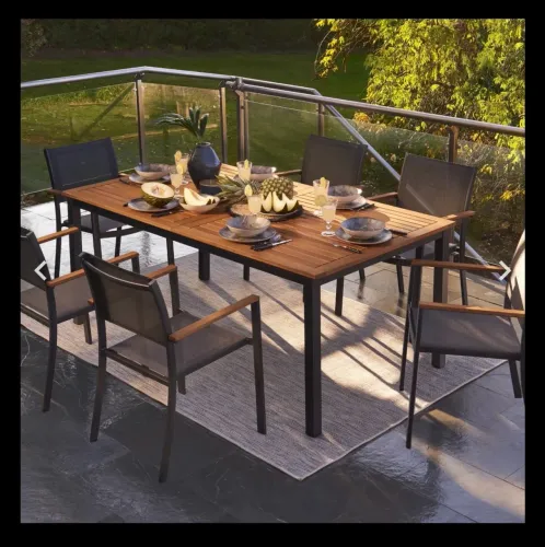Mesa de Jardim em Alumínio Retangular 74x89x206cm