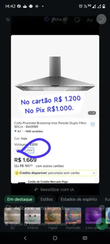 BRASTEMP COIFA/ EXAUSTOR/ DEPURADOR NOVO