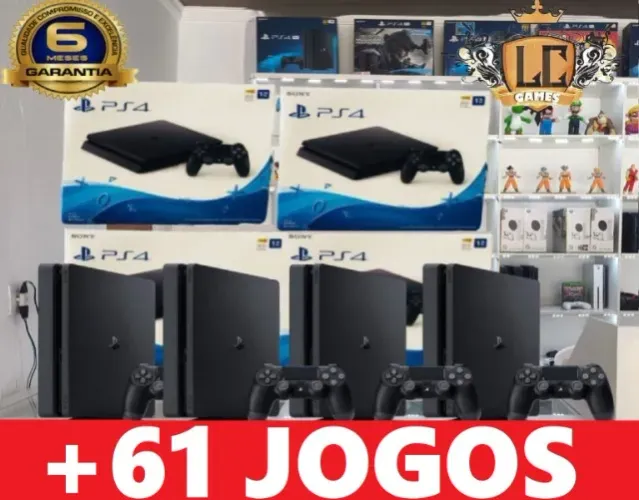 PS4 SLIM 1TB + 61 JOGOS + GARANTIA O6 MESES ( LOJA FISICA )