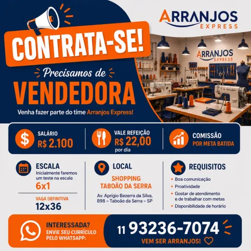 VENDEDORA SHOPPING TABOAO DA SERRA
