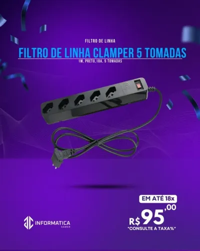 FILTRO DE LINHA CLAMPER 5 TOMADAS