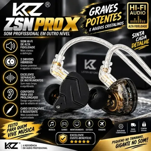 Fone Kz Zsn Pro X Sem Microfone