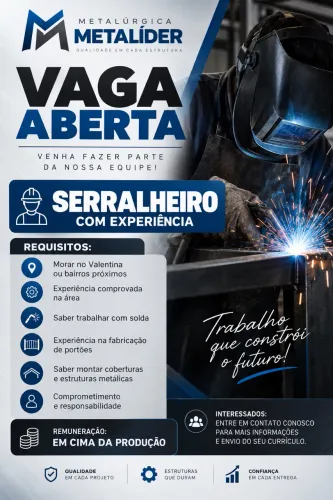 Vaga para serralheiro