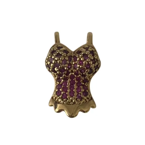 Pingente Rommanel Corset Folheado a Ouro 18k Cravejado de Zircônias Magenta