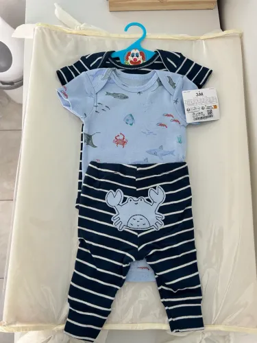 Conjunto bebê 3 peças fundo do mar - azul | Carter's