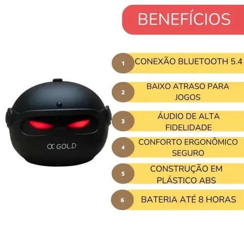 Fone de Ouvido Bluetooth A'Gold Original - Novo (Design Exclusivo)