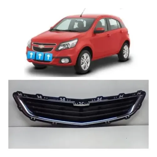 Grade Central Parachoque Chevrolet Agile 2014 2015 2016 Preto Brilhante