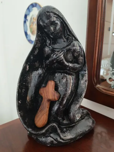 Antiga Escultura Nossa Senhora Orante (26cm) - Arte Sacra Rústica