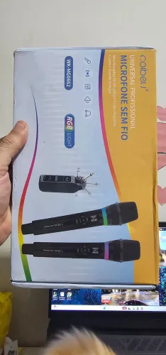 Microfone Duplo sem fio. Com bateria recarregável. Equalização.