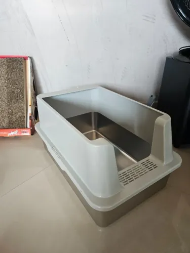 Caixa de Areia XL de Aço Inoxidável para Gatos 