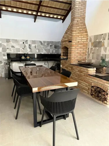 Mesa pedra de ardósia pintada