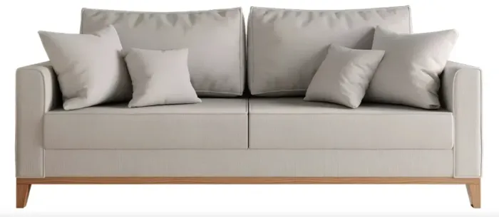 Sofá Mobly Beny 180 de 3 Lugares tela linho color cru