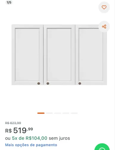 Armário de Cozinha Branco NOVO - 3 Portas