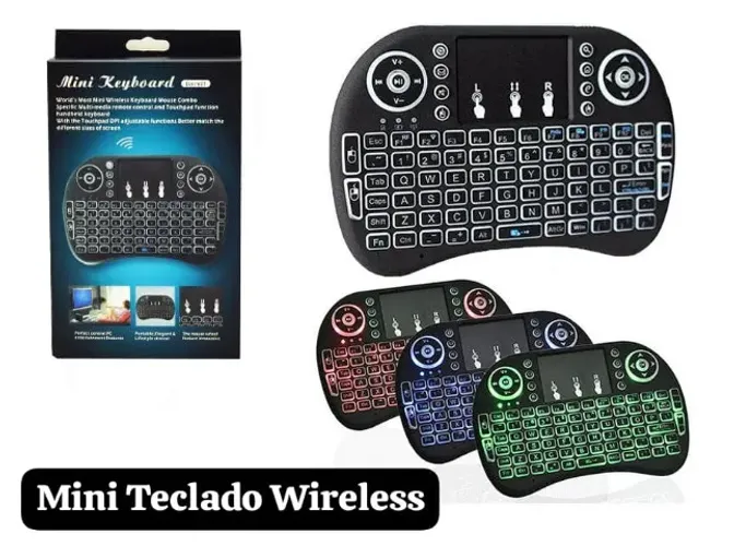 Teclado Sem Fio com Touchpad 3 em 1 (Mouse + Teclado) para Smart TV / Android