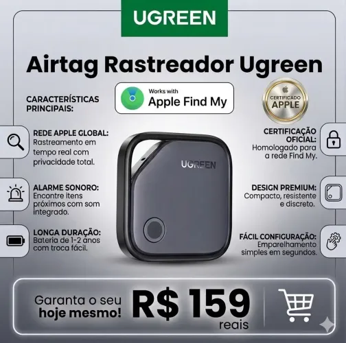 Airtag Rastreador Ugreen Certificado Apple (Original e Lacrado)