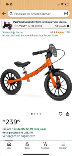 Bicicleta infantil de equilíbrio