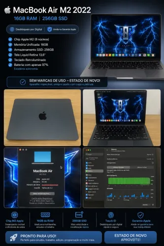 MacBook Air M2 16GB RAM e 256 Armazenamento