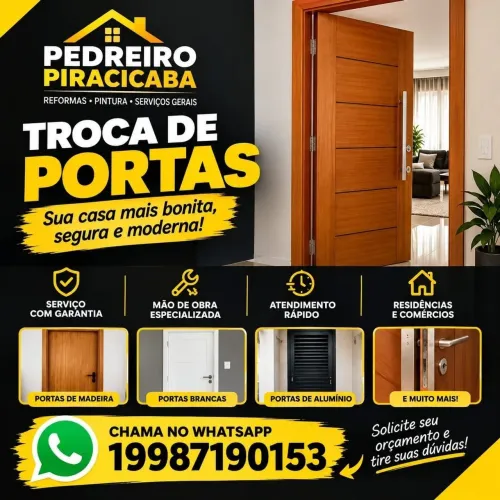 Troca de portas reforma Piracicaba