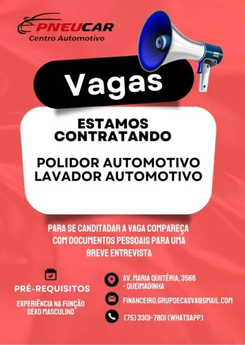 VAGAS DISPONÍVEIS!