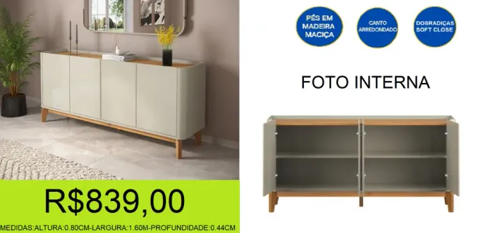 aparador - lançamento - compre hoje e receba em até 72 horas