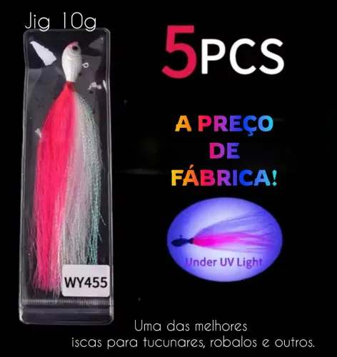 Kit 5 Iscas Jig - pena, 10g