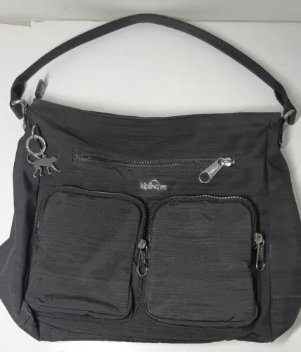 Bolsa Kipling Preto Grafite Original - Com Chaveiro de Macaquinho