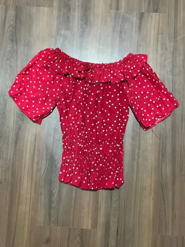 Blusa ciganinha vermelha de bolinhas feminina M
