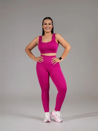 CONJUNTO CANELADO PREMIUM CALÇA ACADEMIA LEGGING