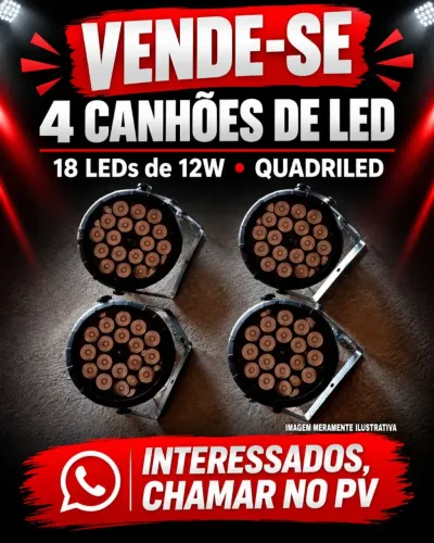 4 CANHÕES DE LED 18 LEDS 12W QUADRILED