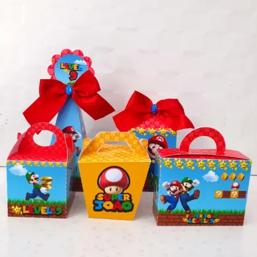 Kit Festa Super Mario Luxo Personalizado | Lembrancinhas em Caixinhas