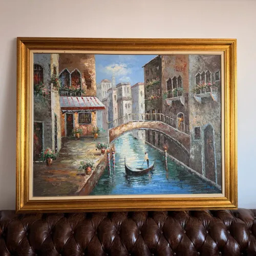 Quadro Veneza pintado a mão Artista Davis