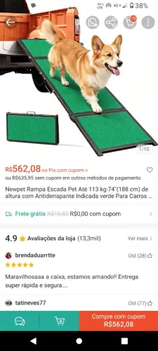 Vendo rampa nova para pets, sem uso. Resistente e segura, suporta peso de até 113 kgs.