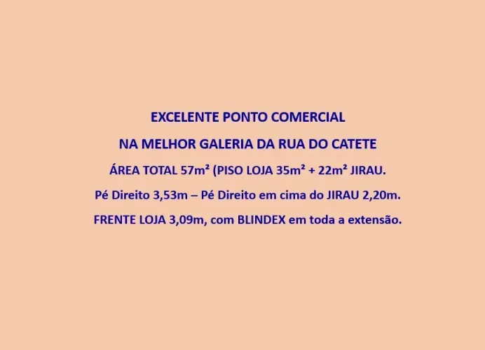CATETE - EXCELENTE PONTO COMERCIAL NA MELHOR GALERIA DA RUA DO CATETE.