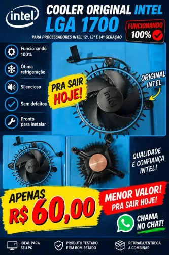 Cooler Original Intel LGA 1700 Funcionando 100% 