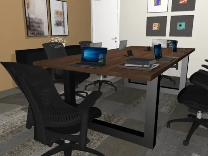 Mesa De Reunião Thick Wood Corporate: Alto Padrão. L250cm x P90cm A74cm