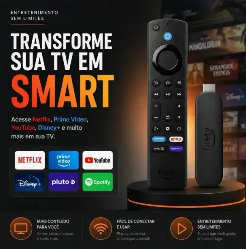 Amazon Fire TV Stick 4K 16 GB - Wi-Fi 6E com Alexa (NOVO)