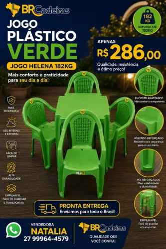 JOGO PLÁSTICO MODELO POLTRONA COR VERDE 182 KG
