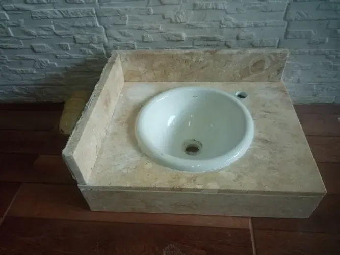Pia De Mármore Para Banheiro Bege