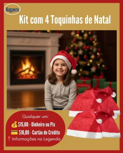 Desapego: Kit com 4 Touquinhas do Papai Noel