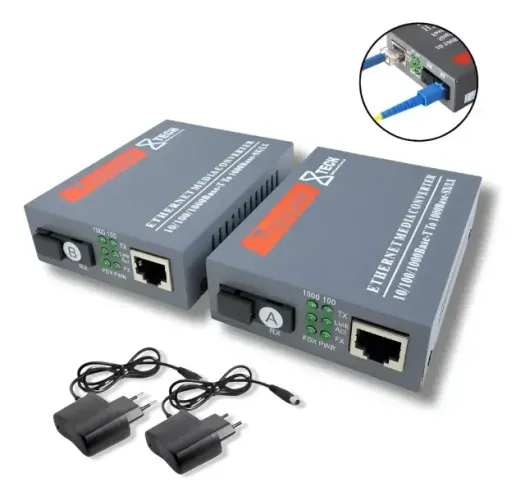 Conversores Mídia Gigabit 1000 Mb (par A + B) Fibra Óptica