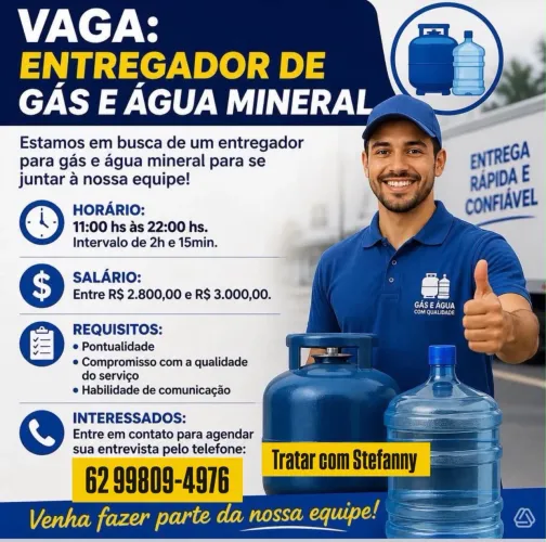 Vaga de entregador de Gás e água